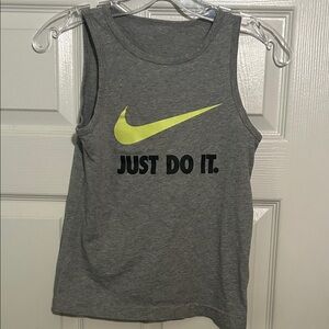 Nike Heather Gray Tank with Neon Yellow‎ Swoosh